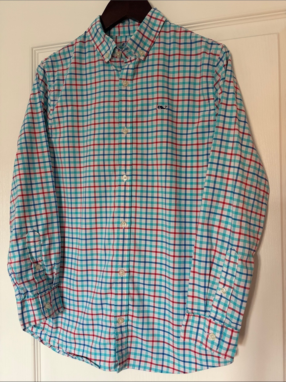 Vineyard Vines Boys Plaid Button-Down Shirt - Teal & Red